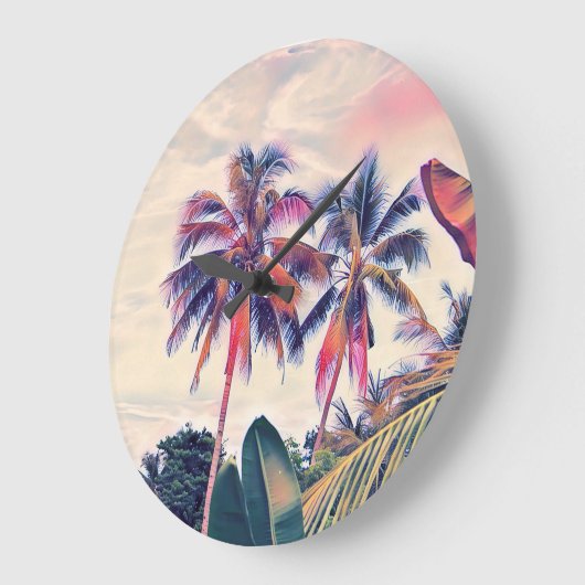 Tropische tuin, zonsondergang palmscène. grote klok (Hoek)