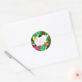 Tropische tuinbladeren & bloemen zijn gunstig voor ronde sticker (Envelop)