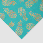 Tropische turquoise Chic Gold Pineapples Tissuepapier (Detail)
