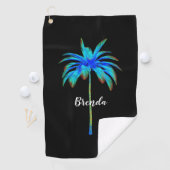 Tropische turquoise palm Tree vrouwen gepersonalis Golfhanddoek (Insitu)