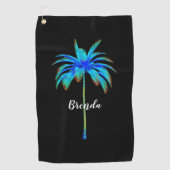 Tropische turquoise palm Tree vrouwen gepersonalis Golfhanddoek (Voorkant)