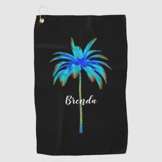Tropische turquoise palm Tree vrouwen gepersonalis Golfhanddoek (Voorkant)