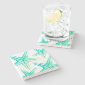 Tropische turquoise Starfish Tropische vis Stenen Onderzetter (Zijkant)