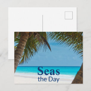 Tropische turquoise zandy strand scène Zee de Dag Briefkaart