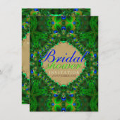 Tropische uitnodiging voor bruiloft in groen en bl (Voorkant / Achterkant)