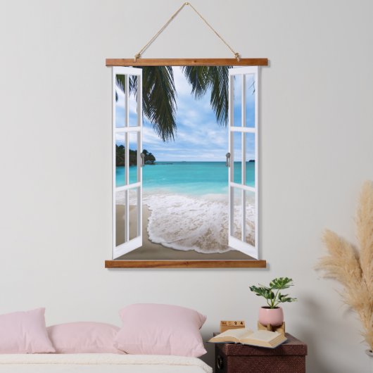 Tropische Uitzicht Muur Tapestoestand rond strand Hangend Wandkleed (Slaapkamer)