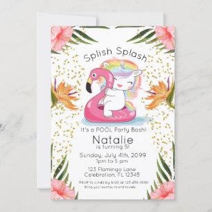 Tropische Unicorn Pool Birthday Kaart