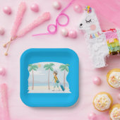 Tropische Vakantie Reiziger Fun Beach Reizen Papieren Bordje (Feest)