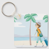 Tropische Vakantie Reiziger Fun Beach Reizen Sleutelhanger (Voorkant)
