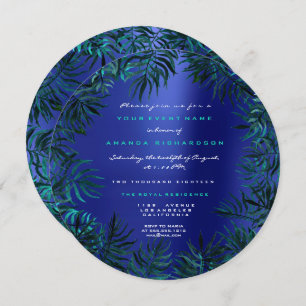 Tropische varenbladeren omlijst Blauwgroen aquatis Kaart