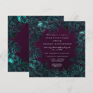 Tropische varenbladeren omlijst Blauwgroen Cali Pl Kaart