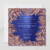 Tropische varenbladeren omlijst roze goud koperbla kaart (Voorkant)