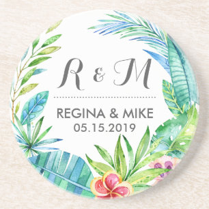 Tropische ventilator en lederen Wreater Spring Wed Zandsteen Onderzetter