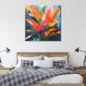 Tropische veren – Levendige botanische abstractie Canvas Afdruk (Insitu (Slaapkamer))