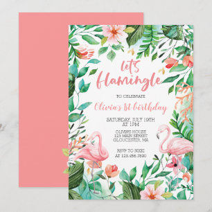 Tropische verjaardag flamingo eerste verjaardag fl kaart