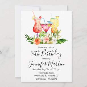 Tropische verjaardagsfeest cocktail drankjes uitno kaart