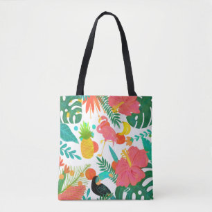 Tropische Vibe Bloemen Bladeren Zomer Chic Draagtas