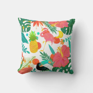 Tropische Vibe Bloemen Bladeren Zomer Chic Kussen
