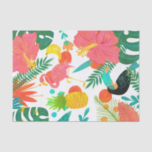 Tropische Vibe Bloemen Bladeren Zomer Luau Feest Tissuepapier
