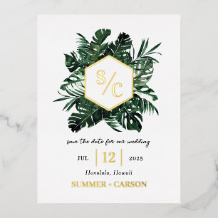 Tropische Vibe FOLIE Wedding Save the Date Briefka Uitnodiging Briefkaart