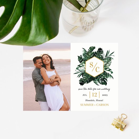 Tropische Vibe Wedding Save the Date Kaart