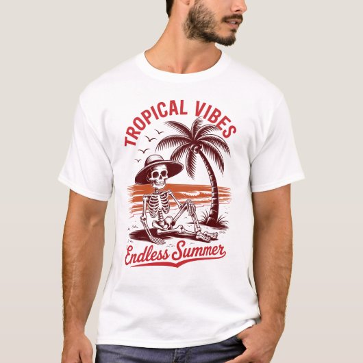 Tropische Vibes Endless Summer Skeleton T-shirt (Voorkant)