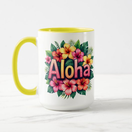 Tropische Vibes Hawaiian Aloha Flower Mok (Links)