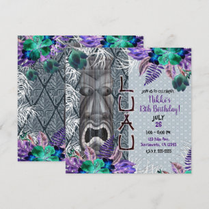 Tropische Vintage Retro Bloem Tiki Hawaiaanse Luau Kaart