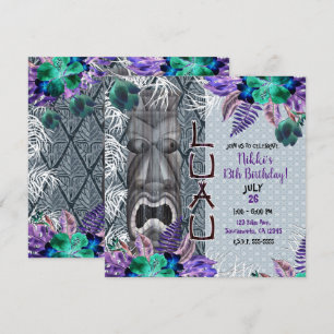 Tropische Vintage Retro Bloem Tiki Hawaiaanse Luau Kaart