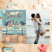 Tropische Vintage Strand Foto Bewaar de Datum Kaart