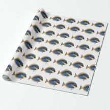 Tropische Vintage Visteekening Blauw Goud Tissuepa