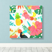 Tropische virussen Floral verlaten Summer Chic Canvas Afdruk (Insitu (Houten vloer))