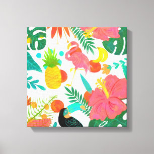 Tropische virussen Floral verlaten Summer Chic Canvas Afdruk