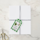 Tropische Vis, Groene Gingham Gelukkige 1e Verjaar Cadeaulabel (Met Touw)