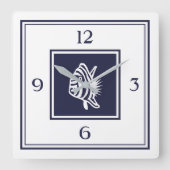Tropische Vis Nautische Vierkante Wandklok Vierkante Klok (Voorkant)