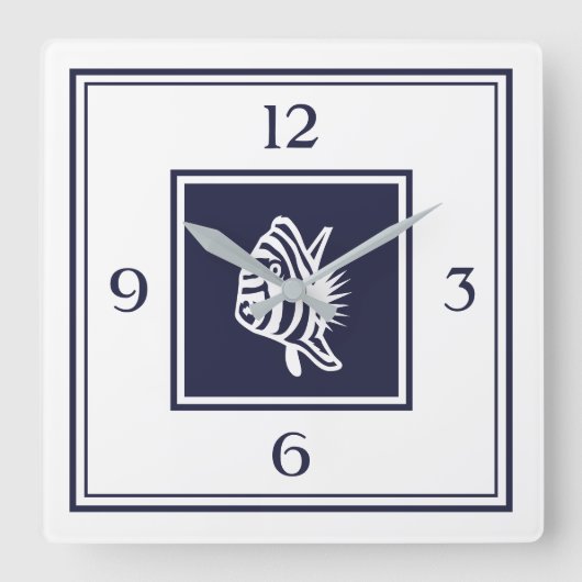 Tropische Vis Nautische Vierkante Wandklok Vierkante Klok (Voorkant)