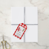 Tropische Vis Rode Gingham Gelukkige 1e Verjaardag Cadeaulabel (Met Touw)