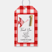 Tropische Vis, Rode Gingham Verjaardag Bedankt Cadeaulabel (Voorkant)