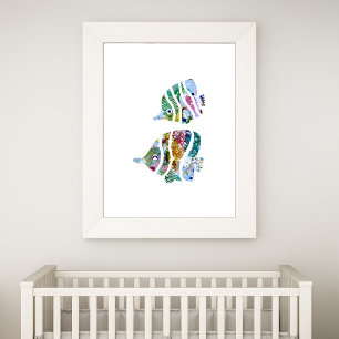 Tropische vis Waterverf kwekerij kunst Poster