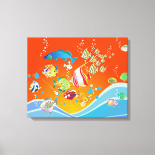 Tropische vissen in de oceaan Canvas Afdruk