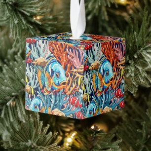 Tropische Vissen Kleurrijke Zomerstemming Kubus Ornament