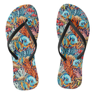 Tropische Vissen Kleurrijke Zomerstemming Teenslippers