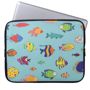 Tropische vissen,  lijnpatroon laptop sleeve