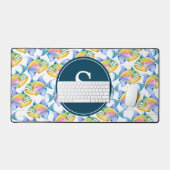 Tropische Vissen Monogram Kantoor Decoratie Bureaumat (Keyboard & Muis)