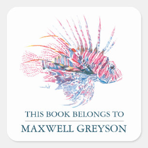 Tropische vissen terug naar school Kind Bookplate Vierkante Sticker