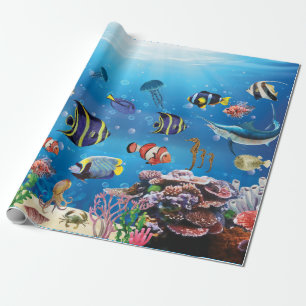 Tropische viszwemmen zeebed cadeaupapier
