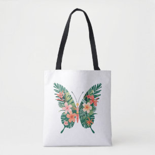Tropische Vlinder met Floral Wings Island Vibes Draagtas