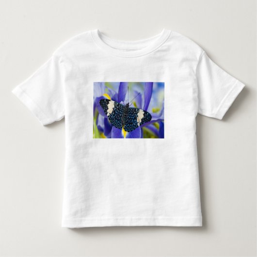 Tropische vlinder Paarse iris Kinder Shirts (Voorkant)