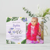 Tropische vlinderdag uitnodiging met foto (Staand voorkant)