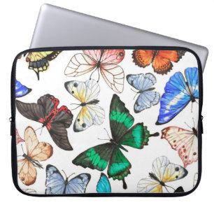 Tropische vlinders: kleurrijk waterverf patroon. laptop sleeve